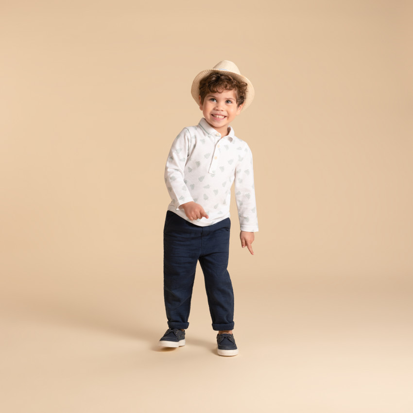 Polo manches longues imprimé feuilles pour bébé garçon  