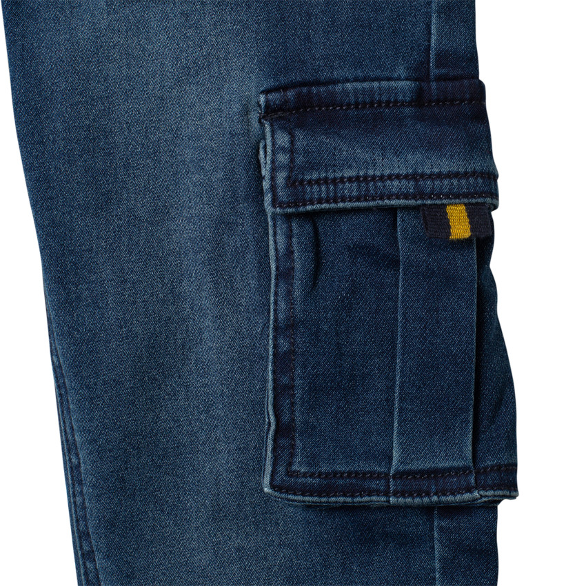 Jean effet used cargo à poches et taille élastiquée 