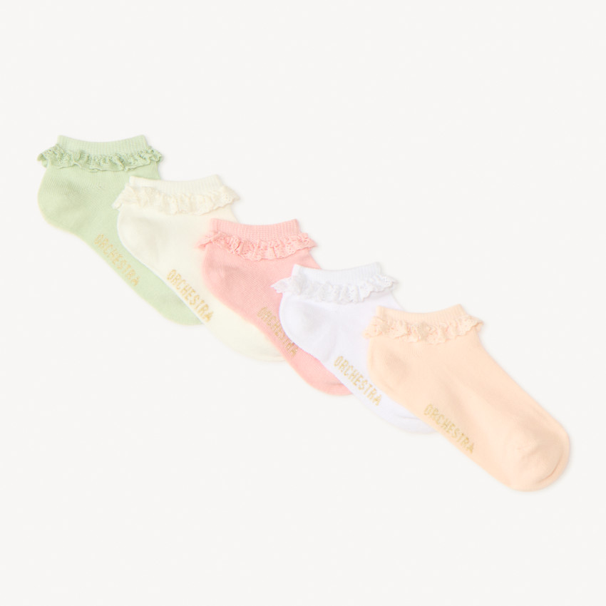 Lot de 5 paires de chaussettes courtes volantées pour fille