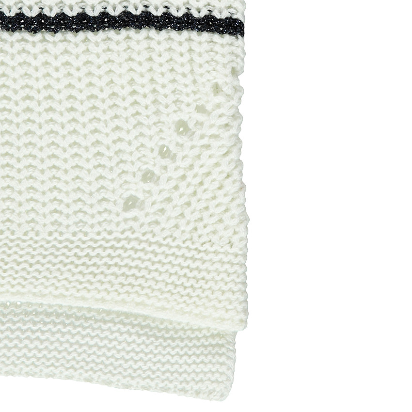 Pull manches courtes à rayures brillantes avec étoile en bouclette 