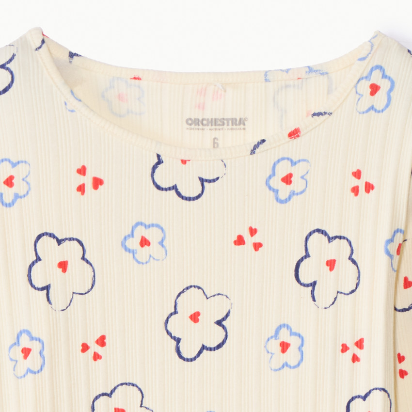 T-shirt manches longues imprimé fleurs plates pour fille 