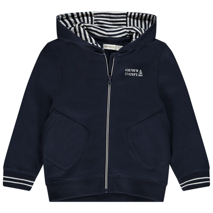 Gilet a capuche molletonne avec details rayes pour garcon Orchestra