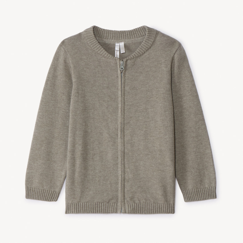 Gilet en tricot uni avec col teddy pour bébé garçon  