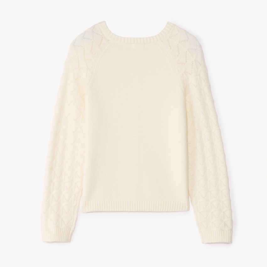 Gilet en tricot ajouré uni pour fille 