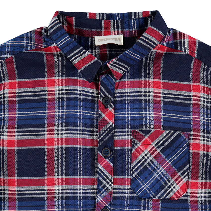 Junior - Chemise manches longues à carreaux sur armure fantaisie 