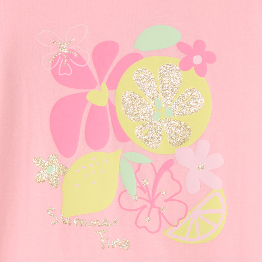 T-shirt manches courtes print fantaisie pailletées pour fille 