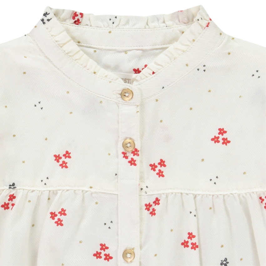 Chemise manches longues bouffantes imprimé fleuri pour fille 