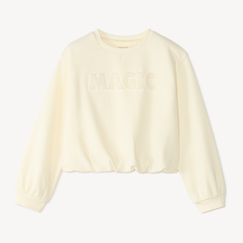 Sweat fille en molleton base élastiquée broderie à strass 