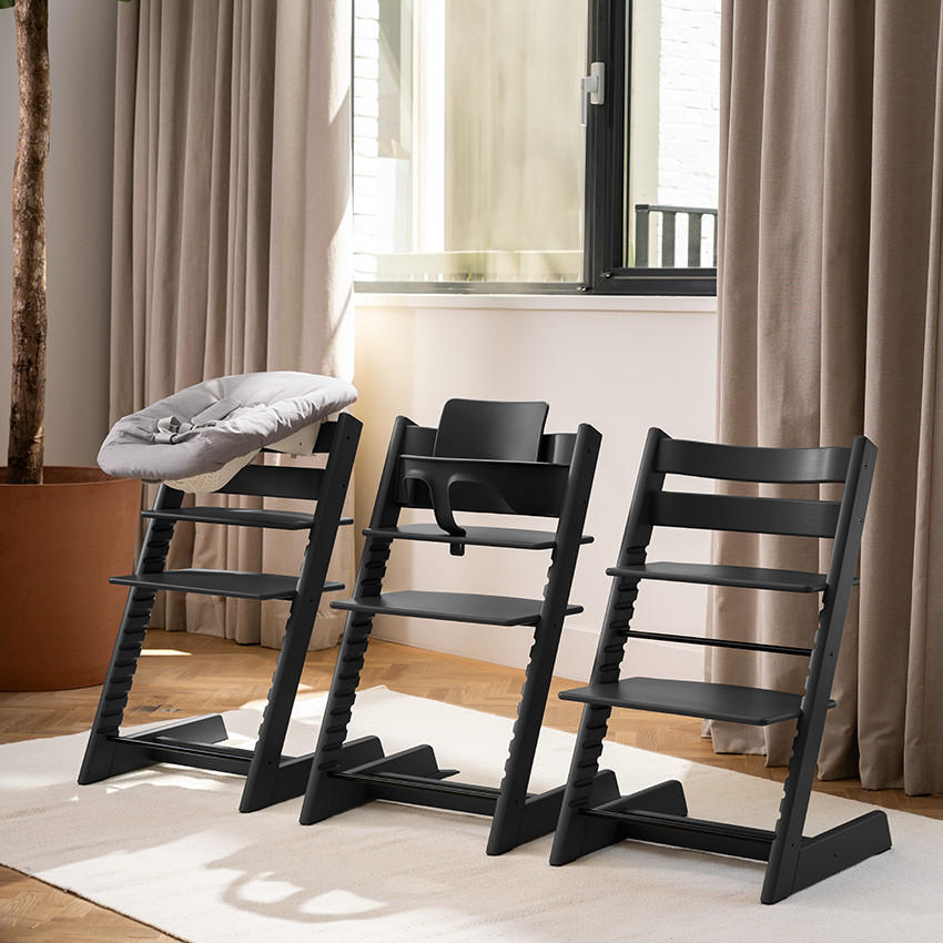 Chaise haute évolutive Tripp Trapp + Baby Set et Newborn Set - Noir 