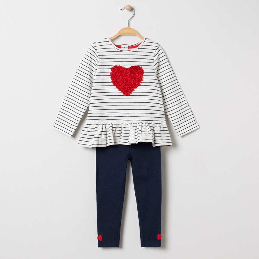 Ensemble avec tunique rayée et legging à noeuds 