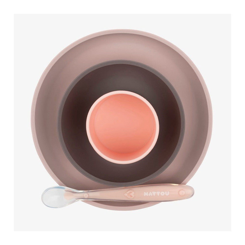 Set de 4 pièces Vaisselle en silicone - Rose gris 