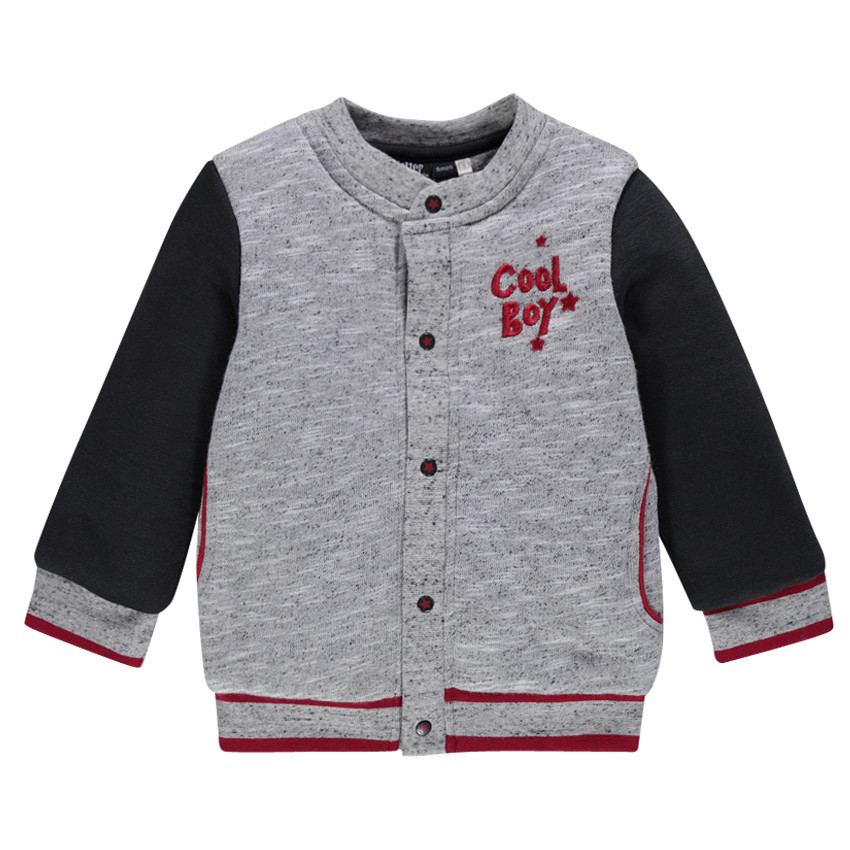 Teddy en molleton aspect neps avec inscription bordée 