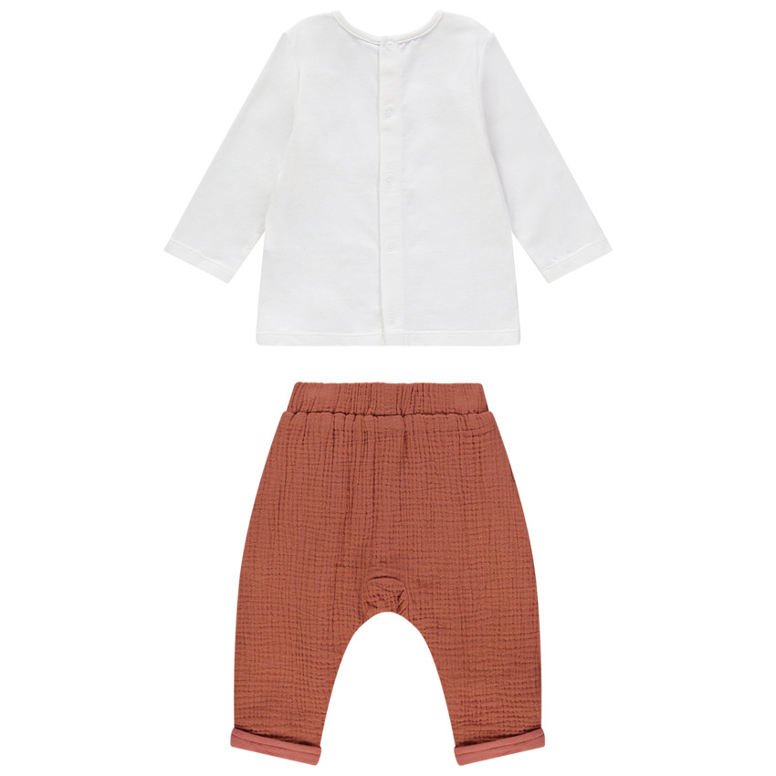 Ensemble avec t-shirt print hérisson et pantalon en gaze de coton 