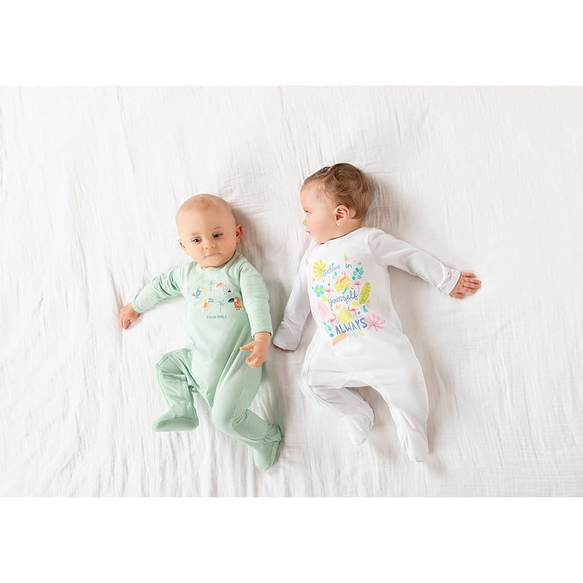 Lot de 3 dors-bien à manches longues imprimé flamants roses pour bébé fille 