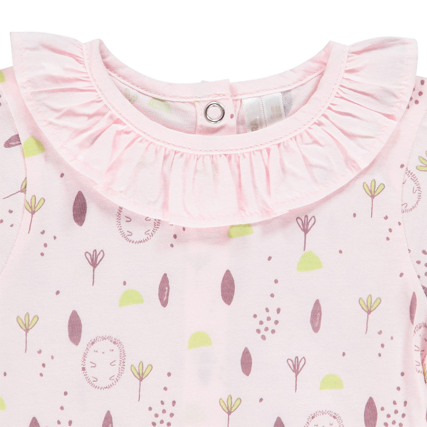 Ensemble avec salopette courte et t-shirt imprimé pour bébé fille 