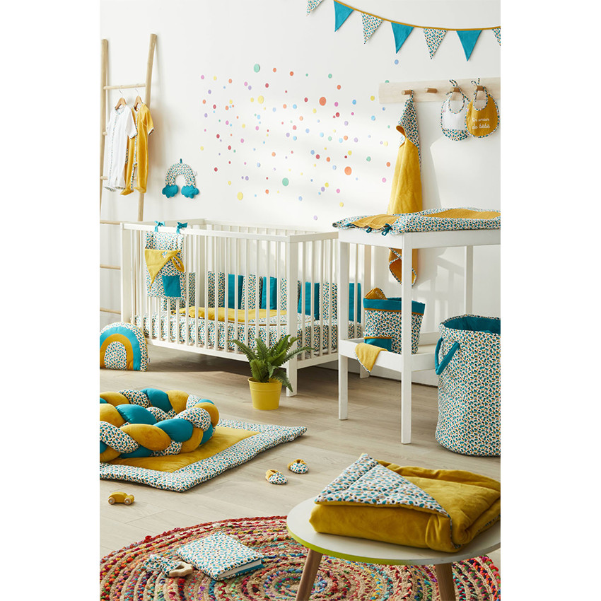 Housse de Matelas en Bambou et Gaze 60 x 80 cm - Baby Pop / Ocre / Emeraude 