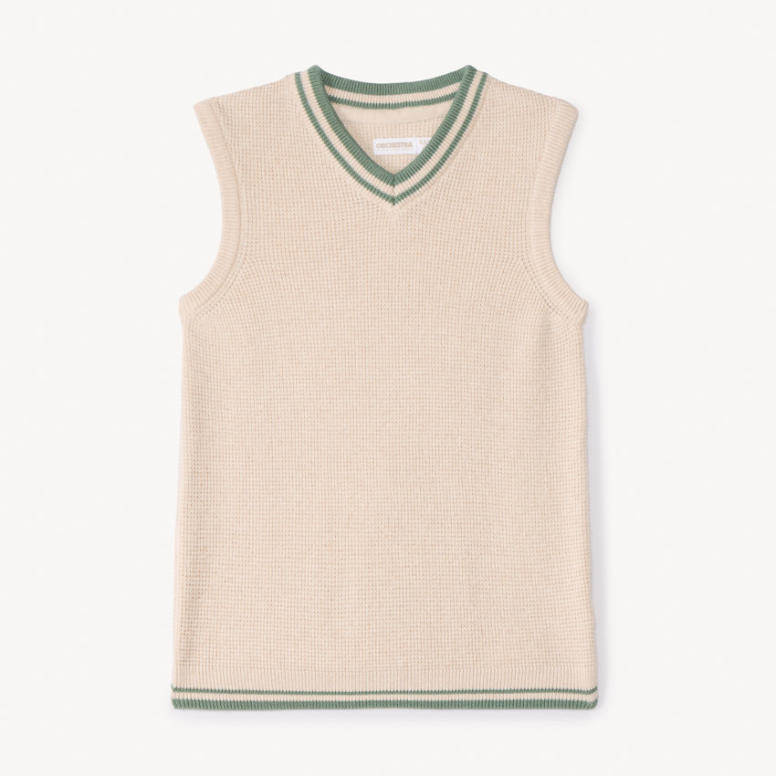 Pull sans manches en tricot uni pour garçon 