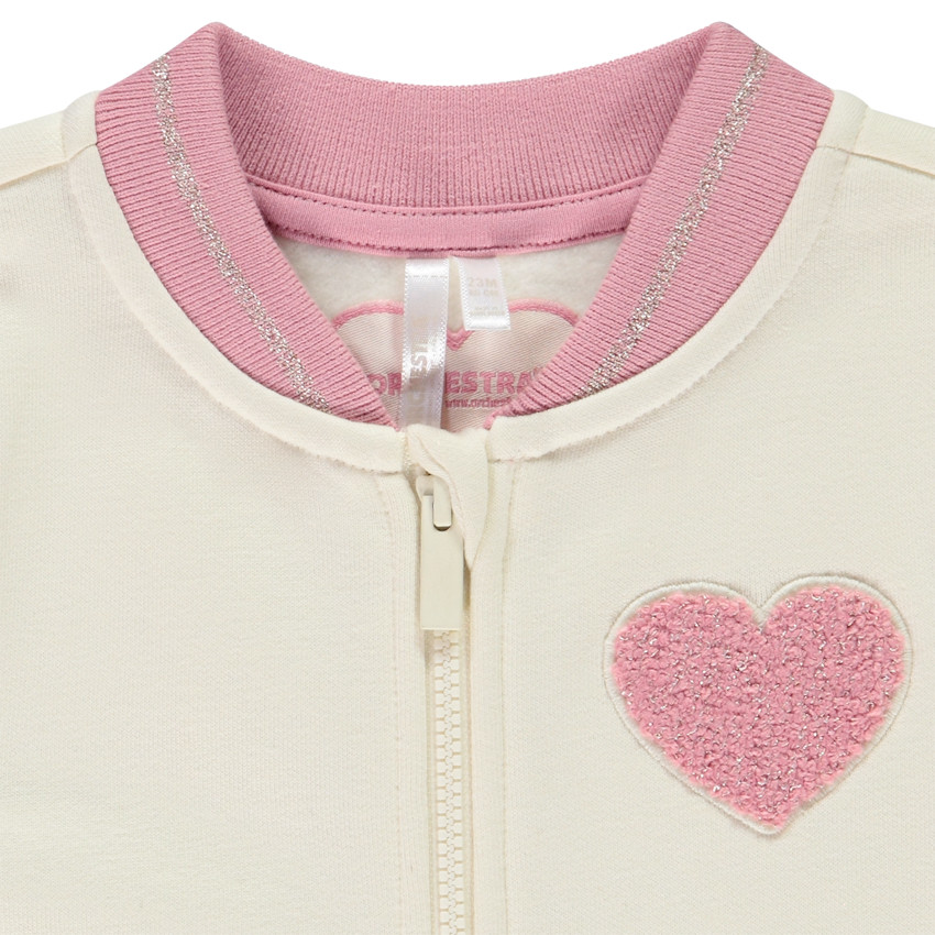 Veste en molleton bicolore Teddy avec badge effet bouclette pour bébé fille 