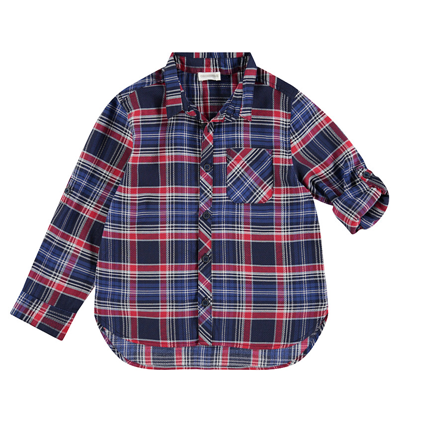 Junior - Chemise manches longues à carreaux sur armure fantaisie 