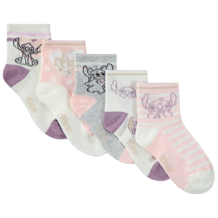 Lot de 5 paires de chaussettes Stitch Disney pour fille