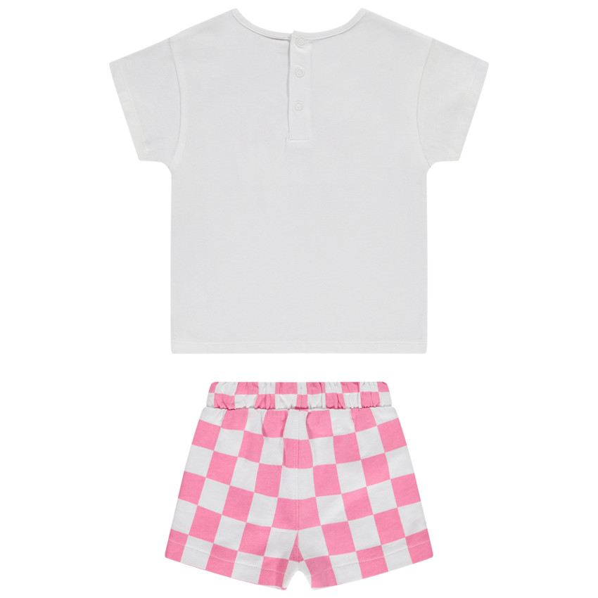 Ensemble 2 pièces avec short motif damier pour bébé fille 
