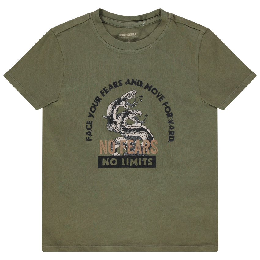 T-shirt manches courtes en coton print serpents Main T-shirt manches courtes en coton print serpents