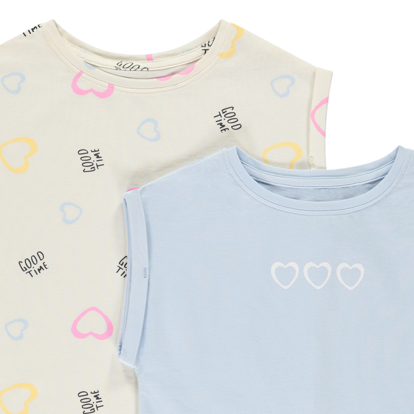 Lot de 2 t-shirts manches courtes forme boîte pour fille 
