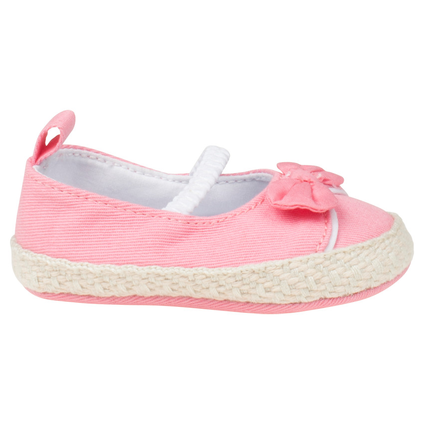 Babies en toile à élastique et noeud esprit espadrille 