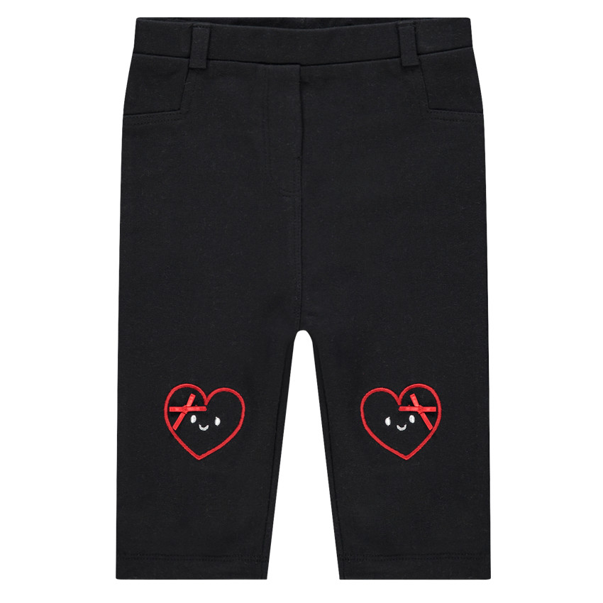 Corsaire uni avec coeurs brodés et noeuds 