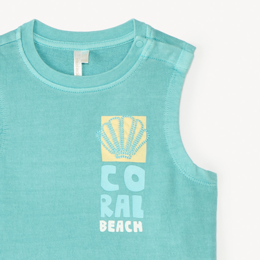 Ensemble 2 pièces débardeur + short broderie coquillage pour bébé garçon 