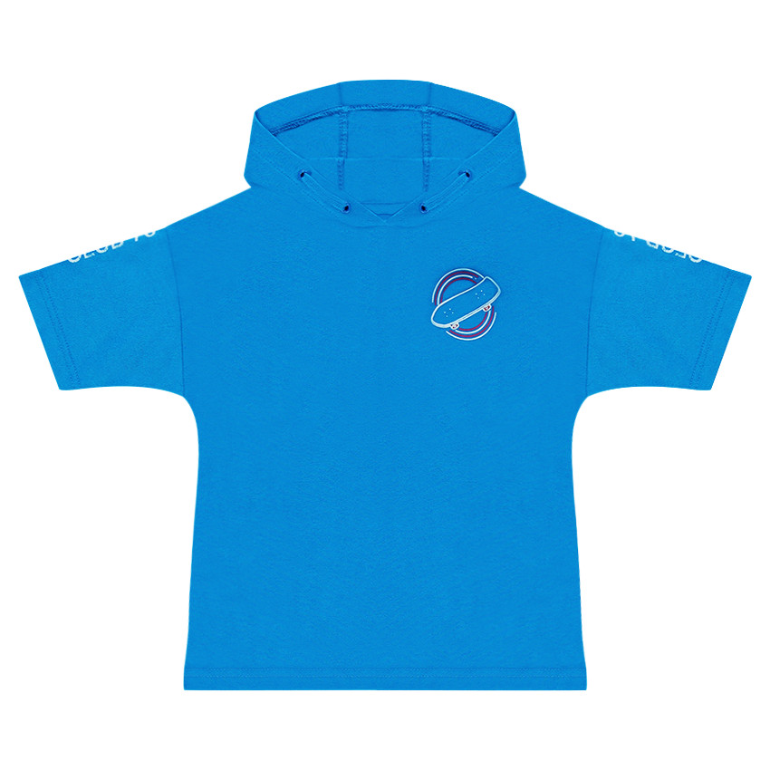 Sweat manches courtes léger à capuche print skate 