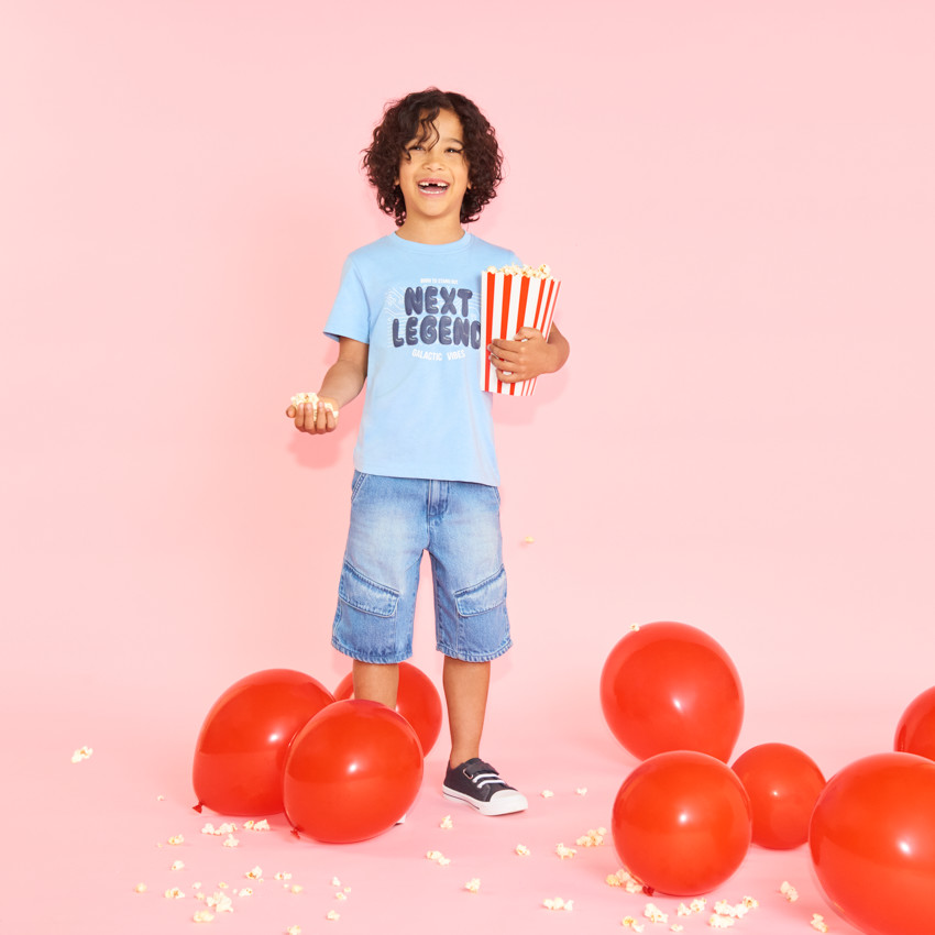 T-shirt manches courtes print effet ballon 3D pour garçon 