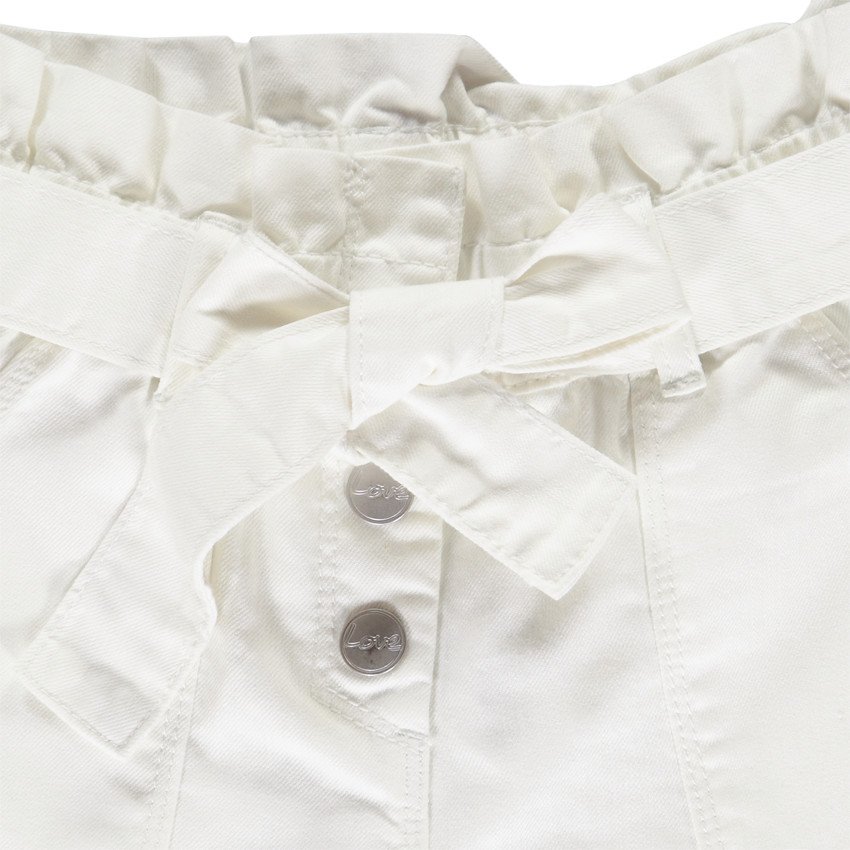 Short paperbag en twill avec ceinture à nouer pour fille 