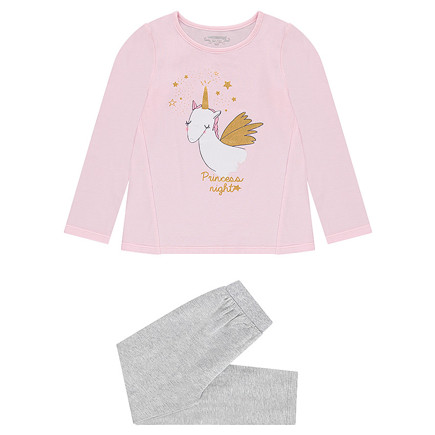 Pyjama en jersey avec licorne pailletée printée 