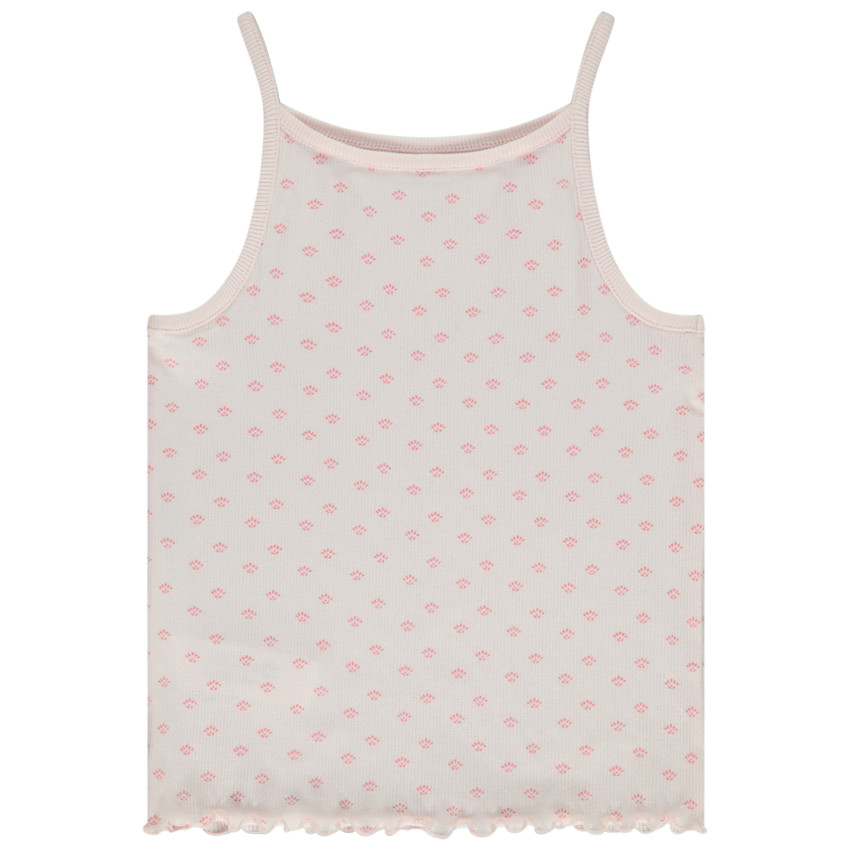 Débardeur en maille côte avec feston et imprimé fantaisie pour fille 