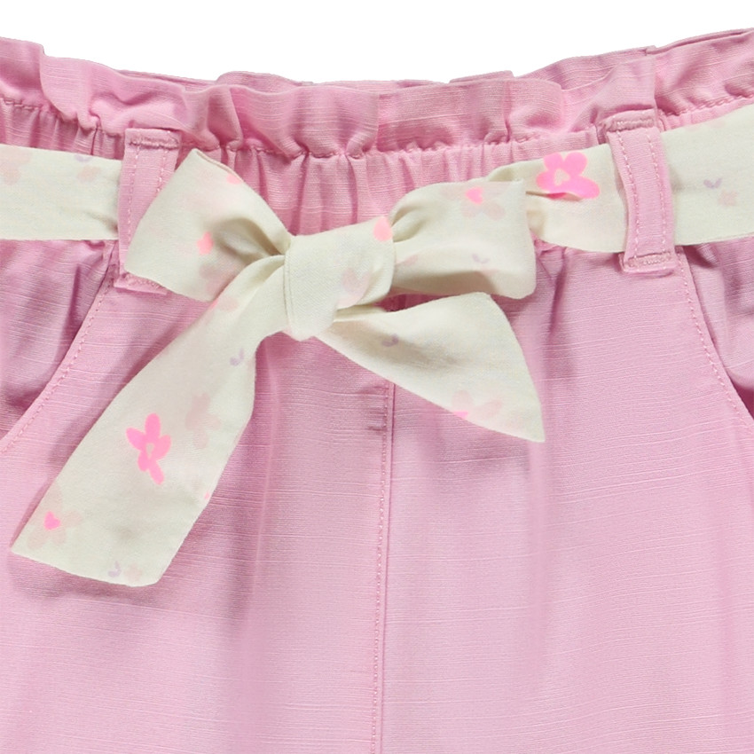 Pantalon en toile avec ceinture imprimée pour bébé fille 