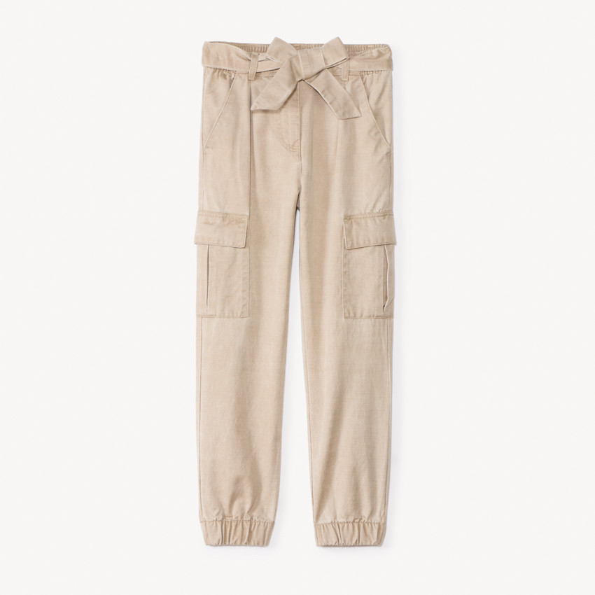 Pantalon cargo en twill avec ceinture pour fille