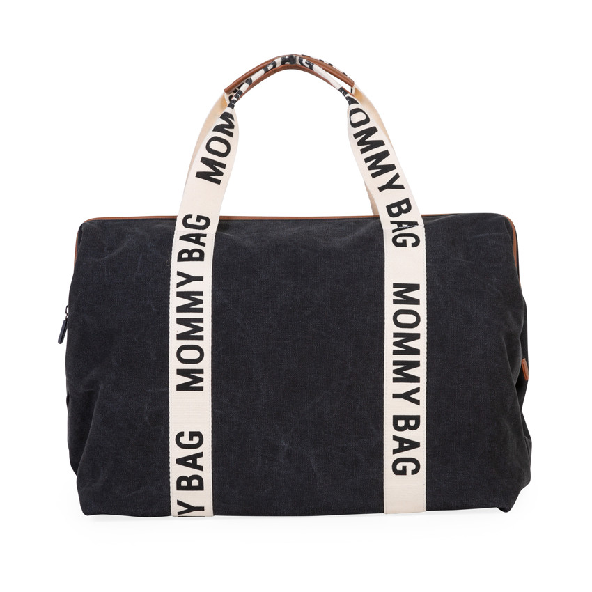 Sac à langer Mommy Bag Signature en toile - Noir 