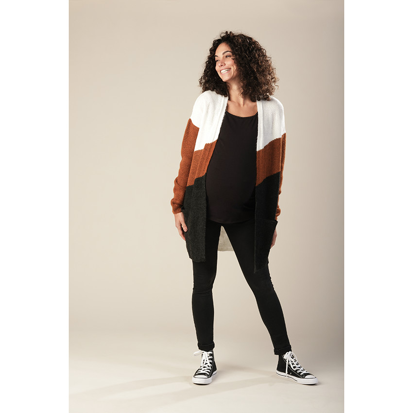 Gilet long de grossesse en tricot 