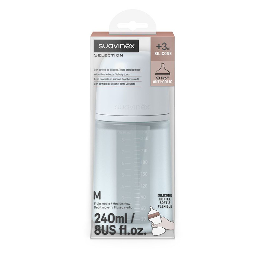 Biberon en silicone Colour Essence 240 ml Bleu clair 
