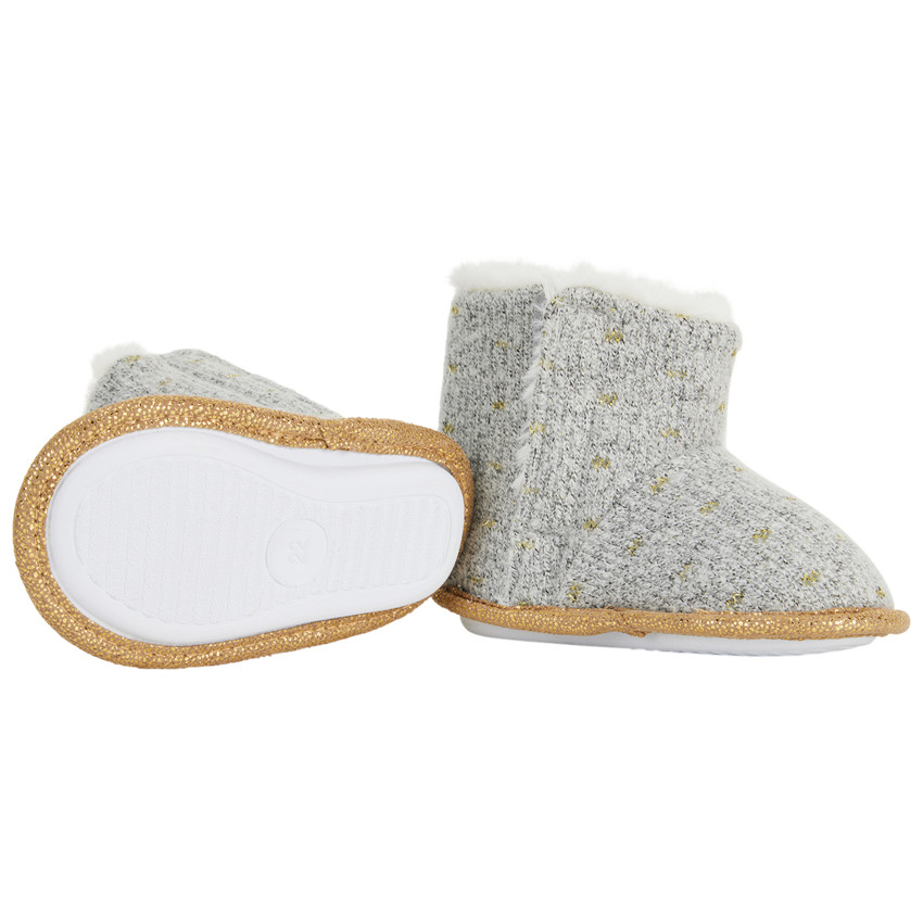 Chaussons bottes avec pompons pour bébé fille 