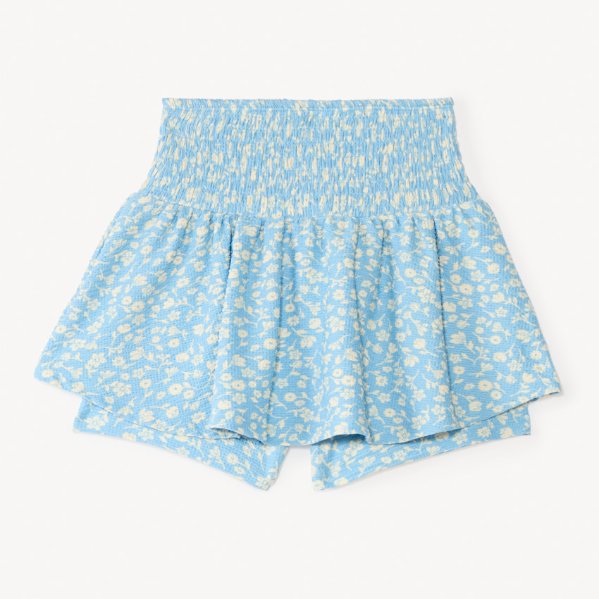 Jupe-short avec taille smockée imprimé fleuri pour fille 