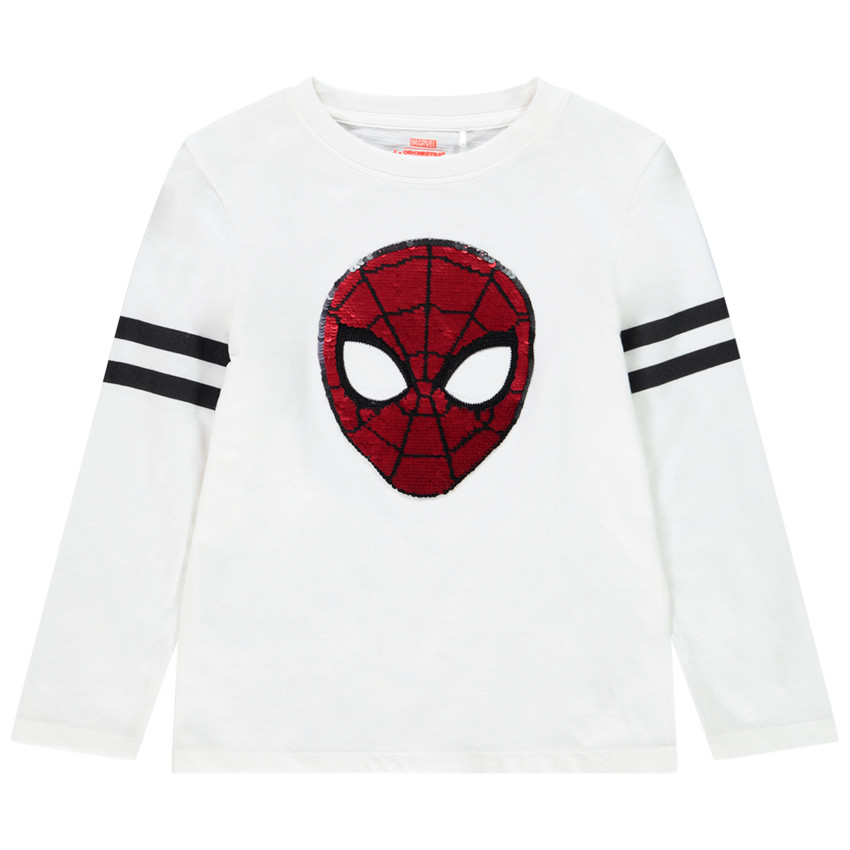 T-shirt manches longues motif Spiderman en sequins pour enfant garçon 