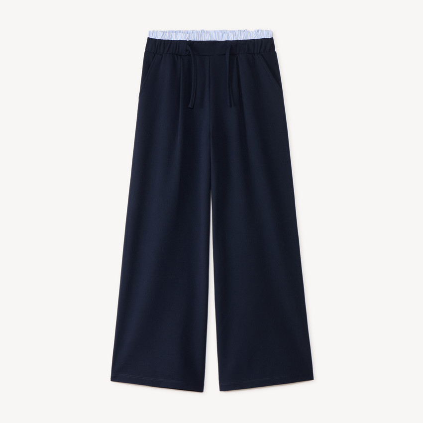 Pantalon fille large en flanelle avec empiècement à la taille 