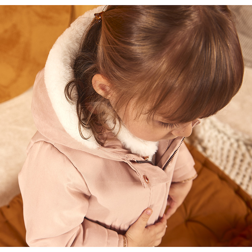 Parka Grand Froid 2 en 1 doublée fausse fourrure pour bébé fille 