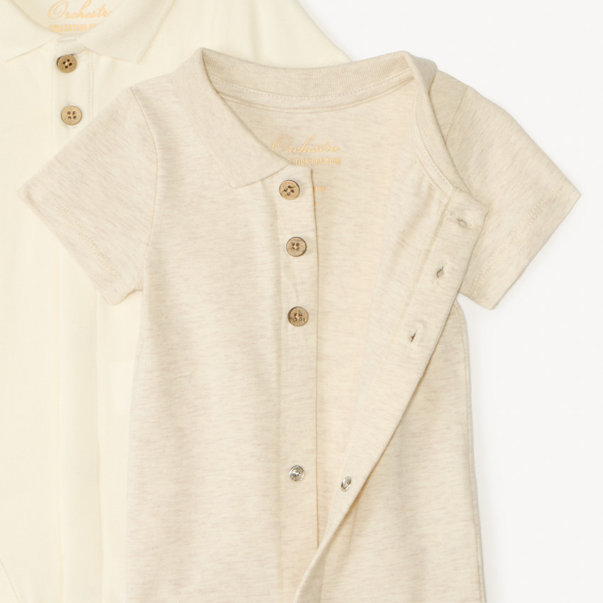 Lot de 2 bodies col polo unis pour bébé garçon 