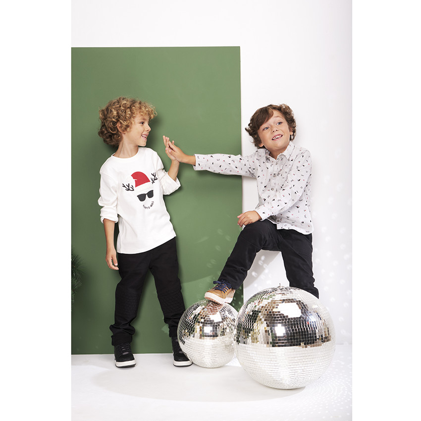 T-shirt manches longues en coton avec visuel ludique Noël 
