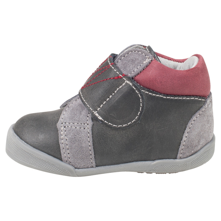 Bottillons en cuir bi-matière avec large scratch 