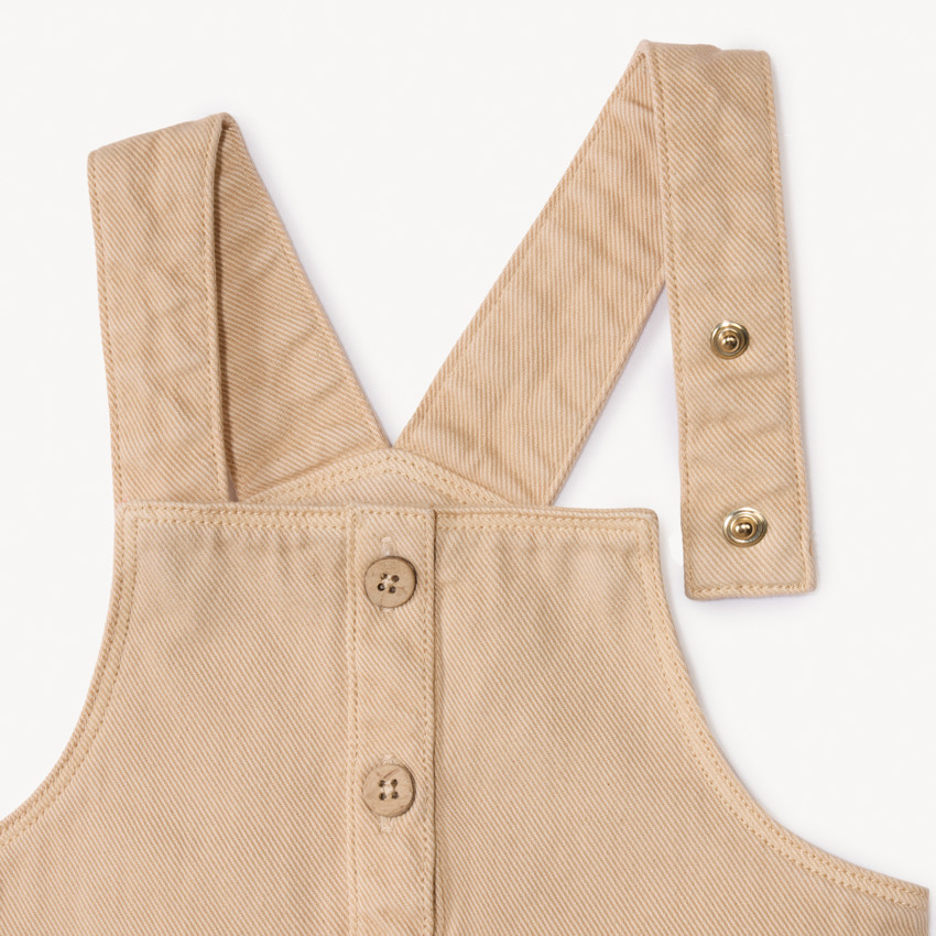 Robe salopette uni en denim et poches pour bébé fille  