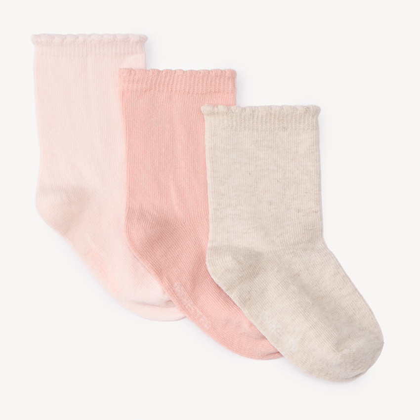 Lot de 3 paires de chaussettes festonnées pour bébé fille